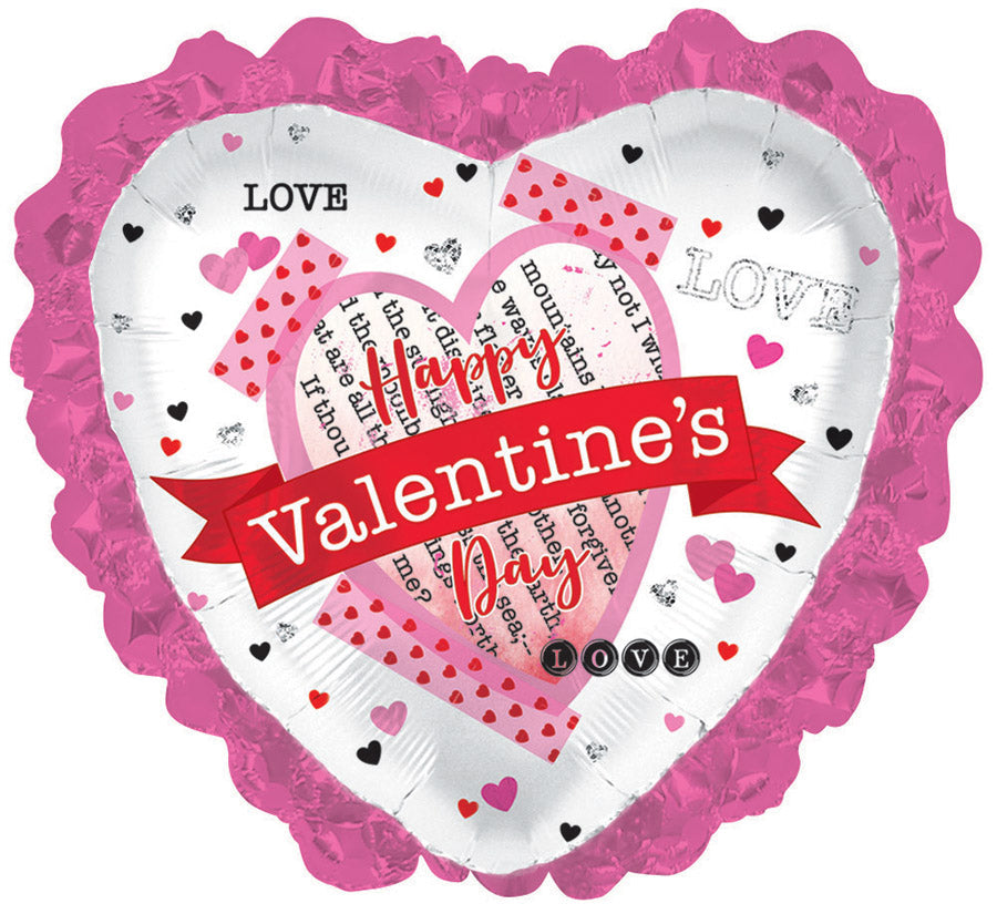 32" Happy Valentine's Day Banner Heart/Ruf Foil Balloon