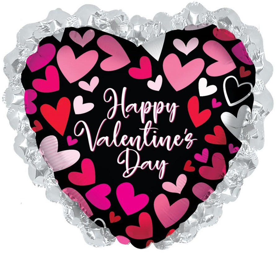 32" Happy Valentine's Day Coral Hearts With Lace Foil Balloon