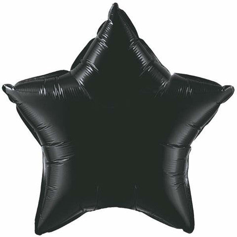9" Onyx Black Solid Color Star Airfill Only Balloon