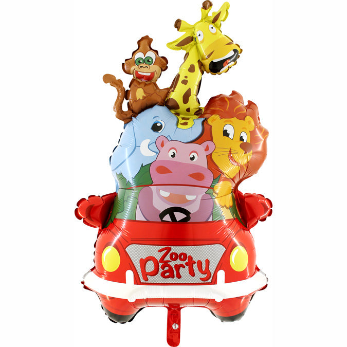 35" Animals Car Zoo Party Foil Balloon