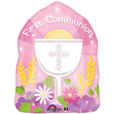 18" Blessed 1st Communion Pink SuperShape Balloon