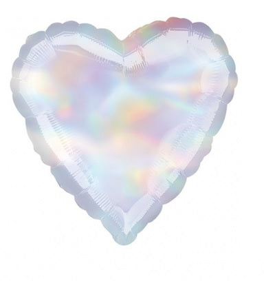 18" Anagram Brand Holographic Iridescent Heart Balloon