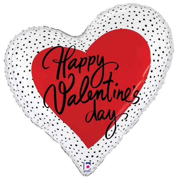 35" Foil Shape Valentine Dots Heart Foil Balloon