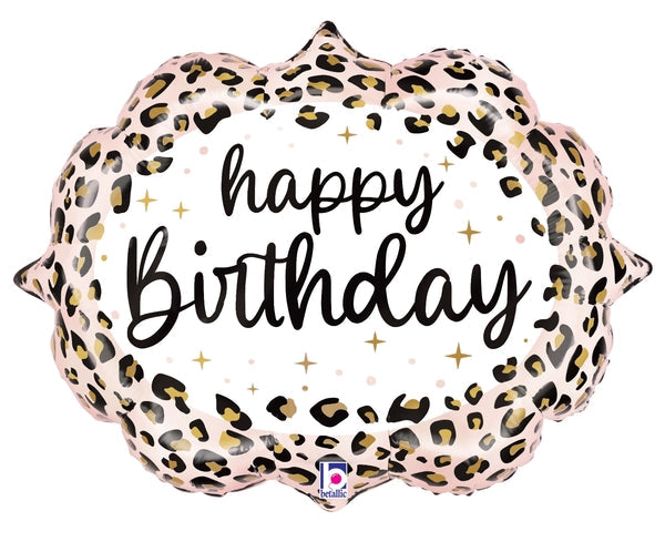 27" Shape Satin Leopard Birthday Foil Balloon