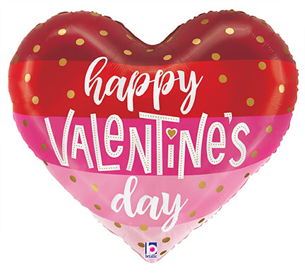 24" Shape Satin Stripes Valentine Heart Foil Balloon