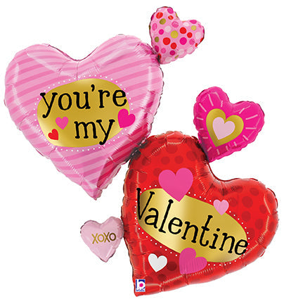 30" Shape Valentine Pattern Multi Hearts Foil Balloon