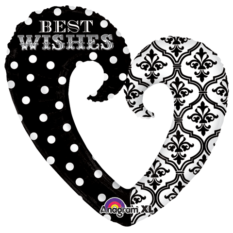 32" Damask & Dots Best Wishes SuperShape Balloon