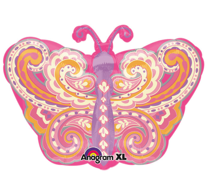 Junior Shape Paisley Pink Butterfly Balloon