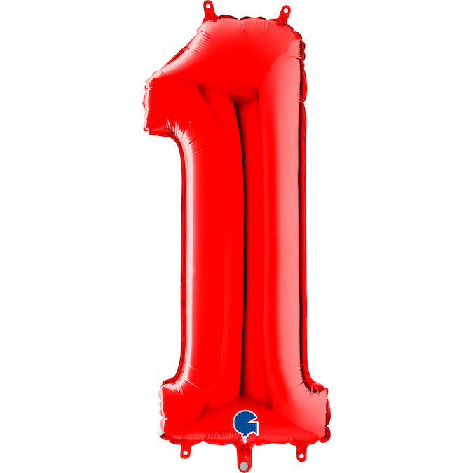 26" Midsize Foil Shape Balloon Number 1 Red