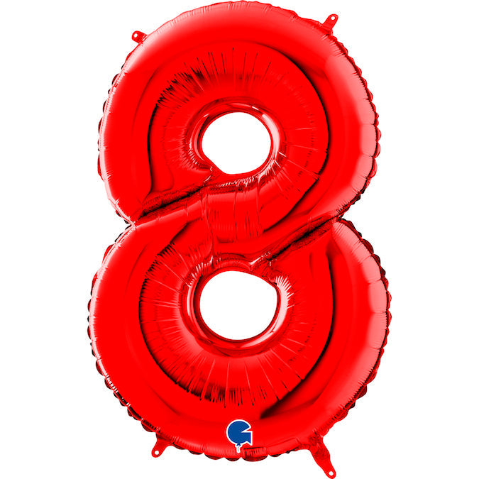 26" Midsize Foil Shape Balloon Number 8 Red