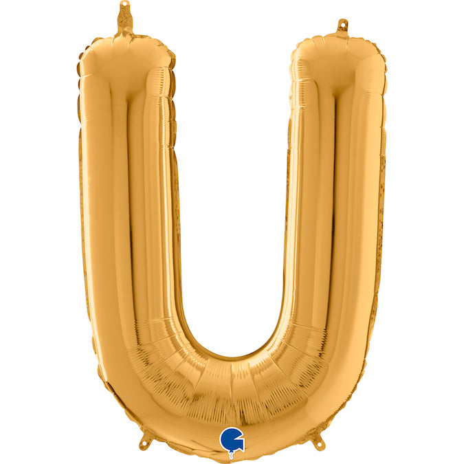 26" Midsize Letter Shape U Gold Foil Balloon