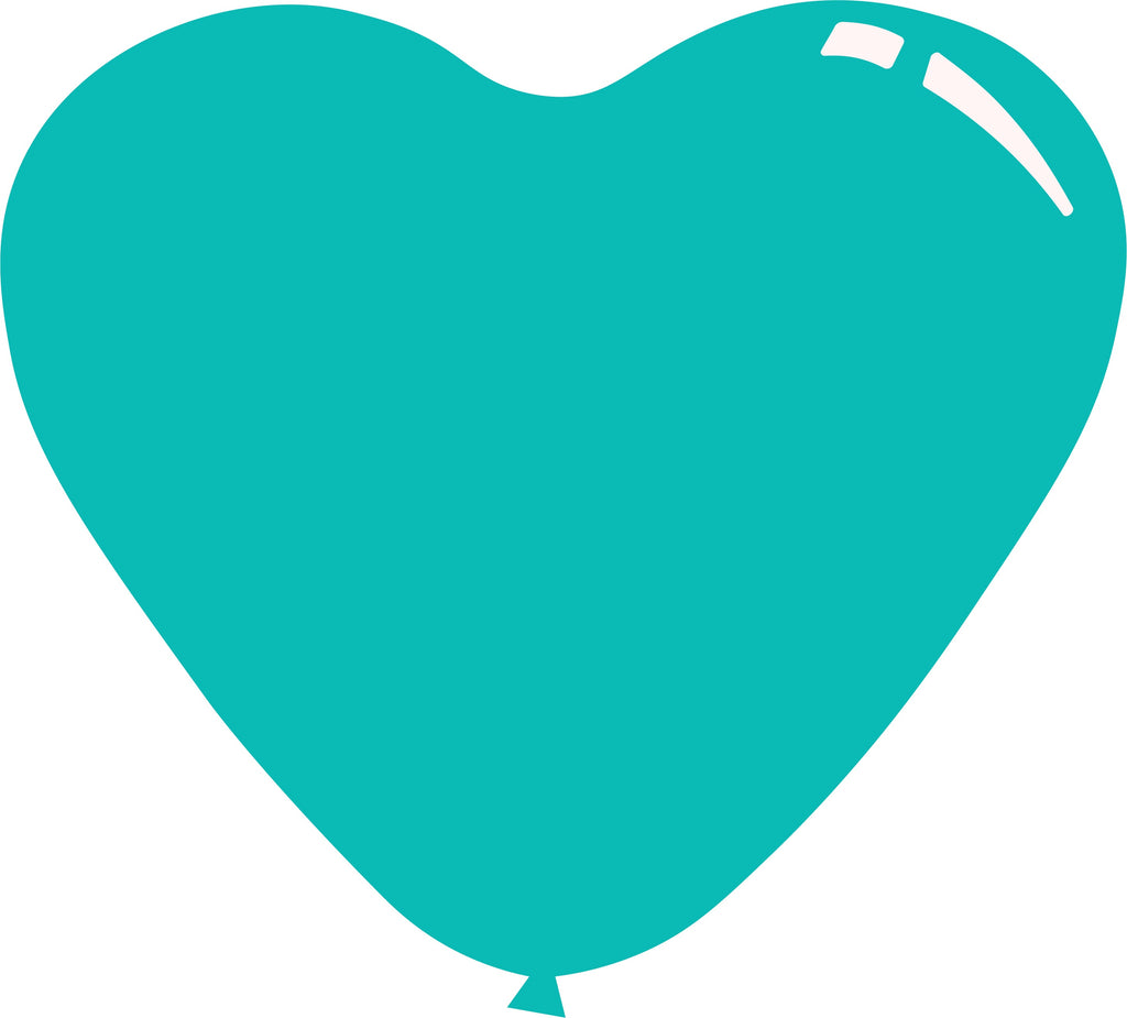 11" Deco Tiffany Blue Decomex Heart Shaped Latex Balloons (100 Per Bag)