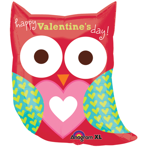 27" Happy Valentine's Day Owl Balloon Packaged