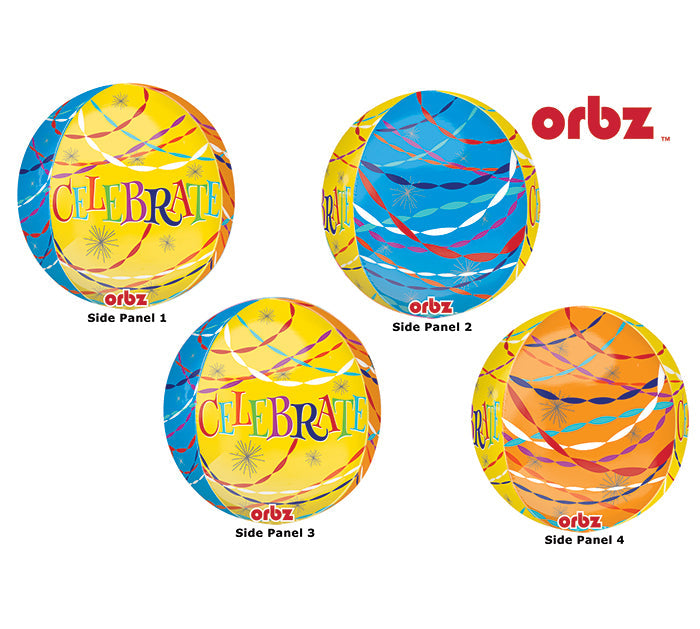 16" Celebrate Streamers Orbz Balloons