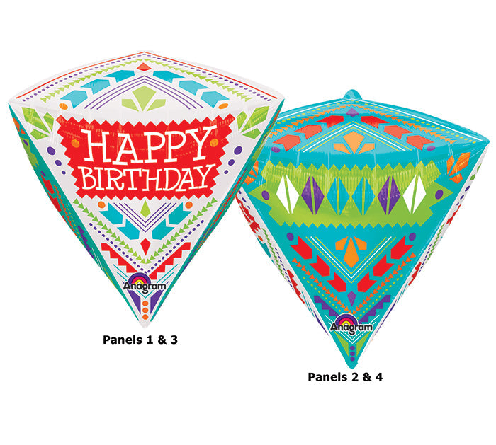 17" x 15" Diamondz 3D Scandi Happy Birthday Balloon