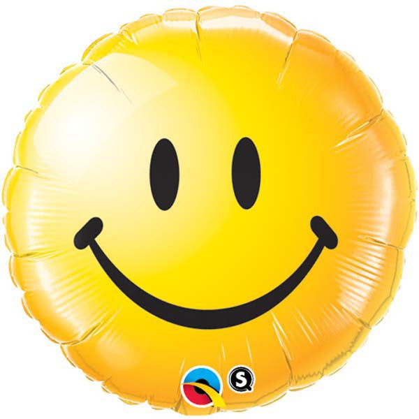 18" Yellow Smiley Face Packaged Mylar Balloon