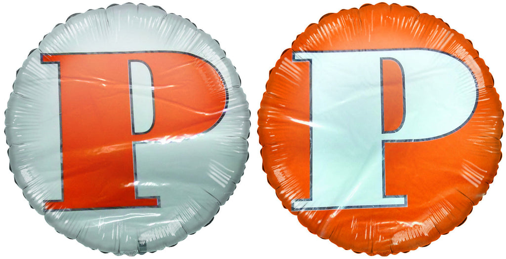 18" Letter P Orange & White Round Mylar Balloon