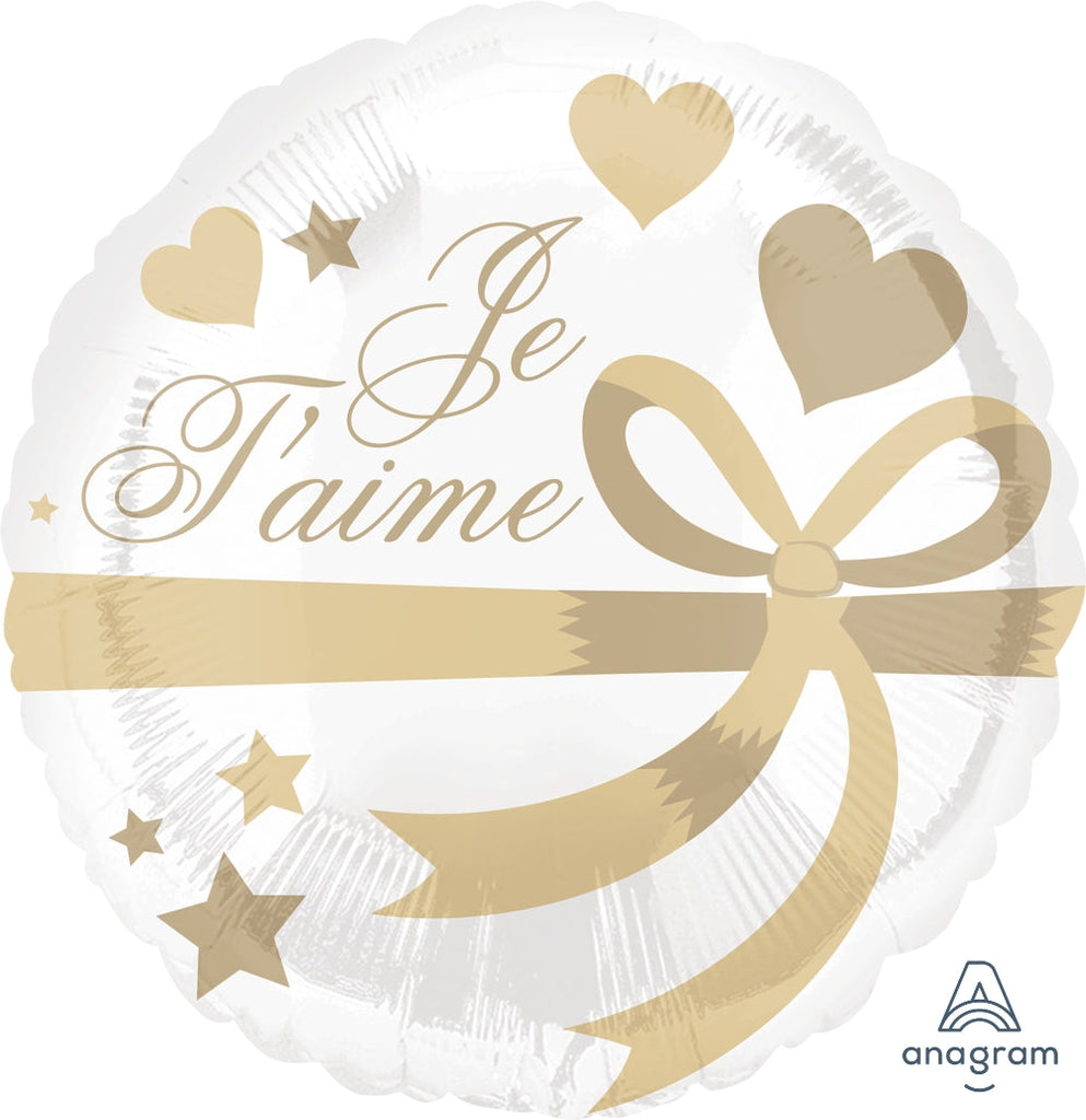 28" Jumbo Je T'aime Wrapped With Gold Balloon