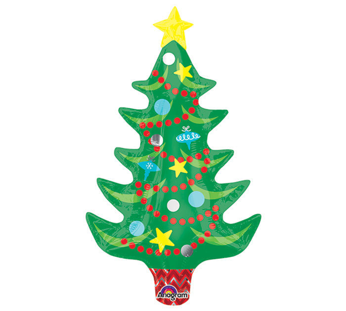 16" Airfill Only Mini Shape Festive Christmas Tree with Star Balloon