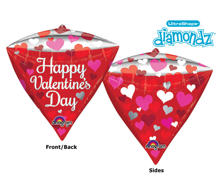 17" Ultrashape Diamondz Happy Valentines Day Balloon