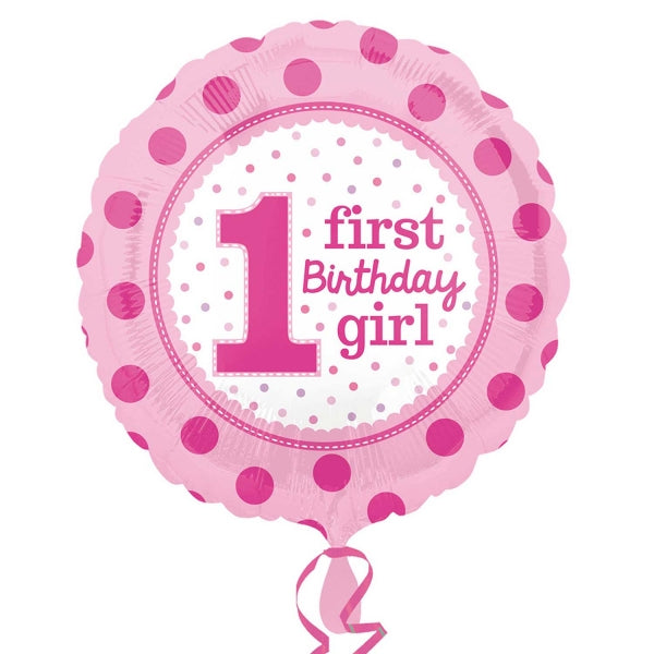 18" 1st Birthday Girl Balloon Packaged