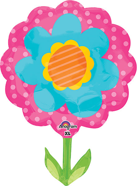 29" Jumbo Spring Flower Pink & Blue Balloon