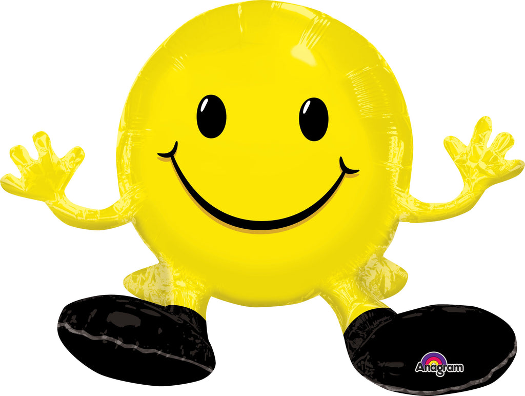 19" Airfill Only Happy Face Yellow Balloon Packaged