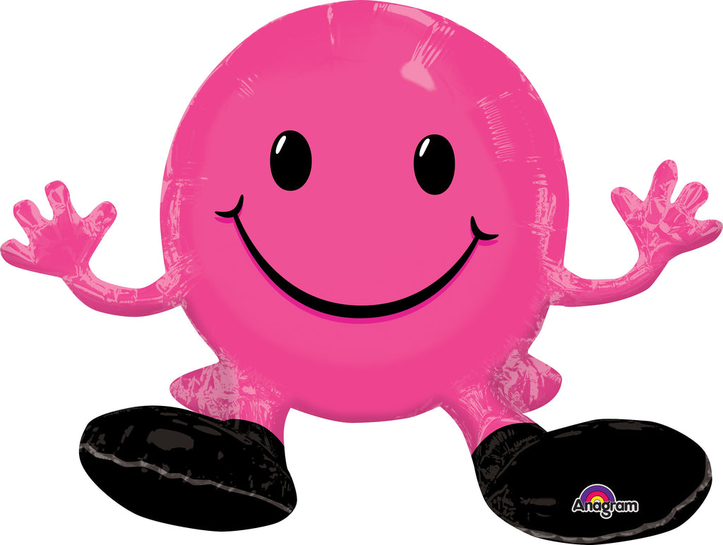 19" Airfill Only Happy Face Pink Balloon Packaged
