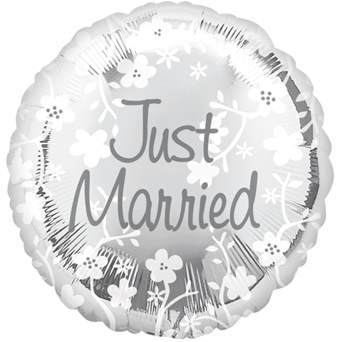 18" Just Married Flowers Balloon