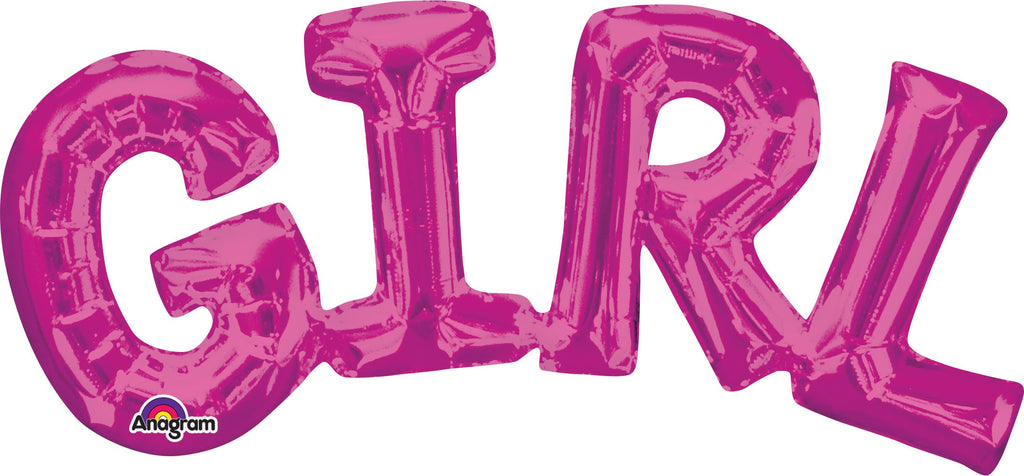 22" Airfill Only Phrase " Girl" PINK Balloon Packaged