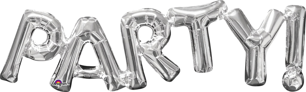 33" Jumbo Phrase " PARTY" Silver Balloon Packaged