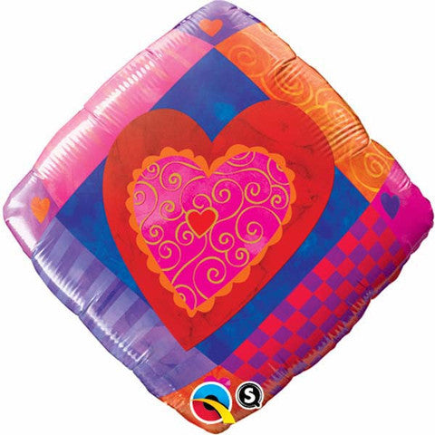 18" Heart Accent Patterns Packaged Balloon