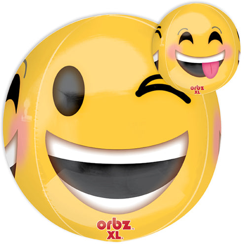 16" Orbz Jumbo Winkling Emoji Balloon Packaged