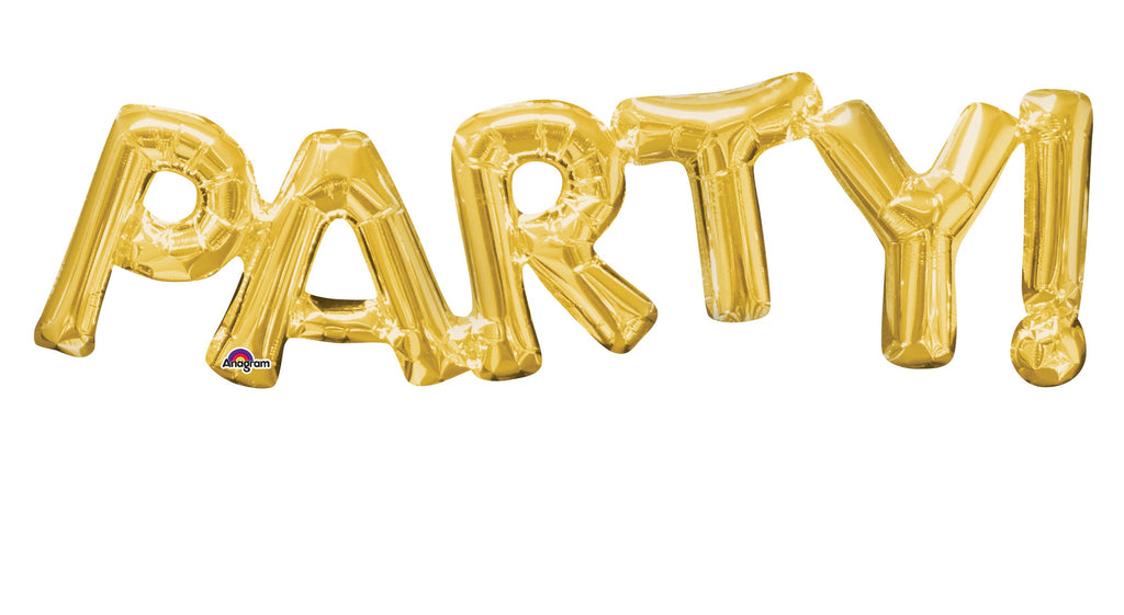 33" Jumbo Phrase " PARTY" Gold Balloon Packaged