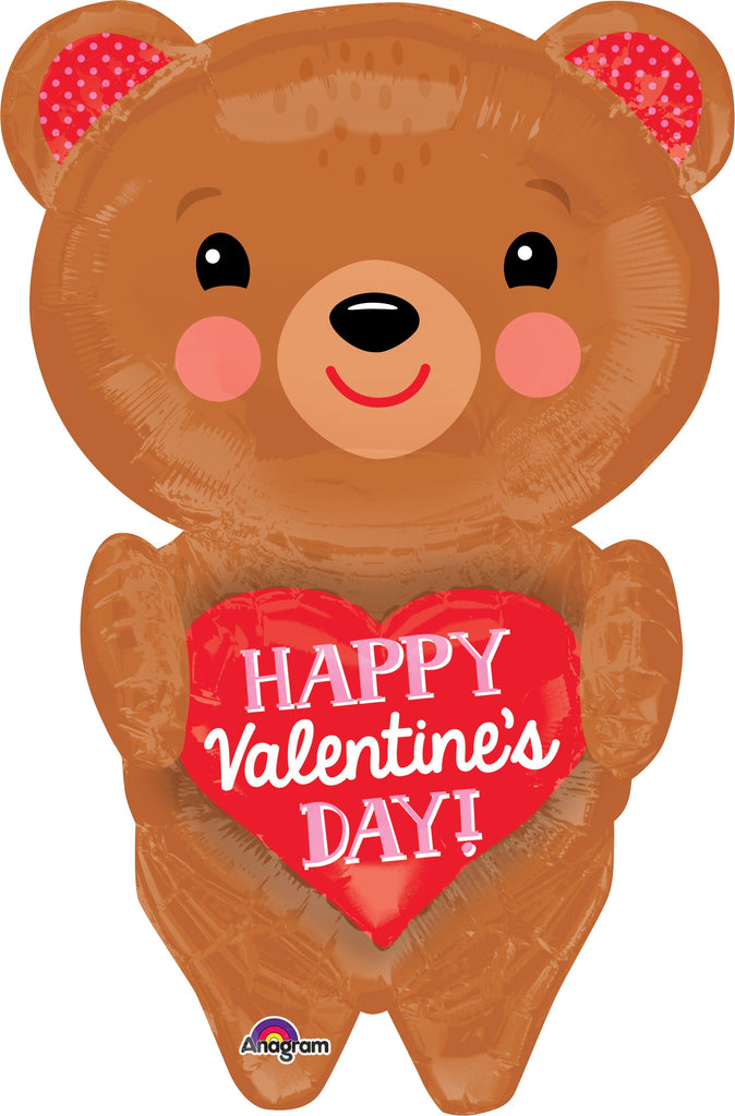 28" Happy Valentine's Day Bear with Heart Balloon