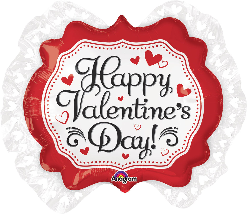 30" Happy Valentine's Day Marquee Heart Ruffle Balloon