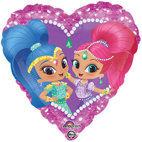18" Shimmer and Shine Heart Balloon Packaged