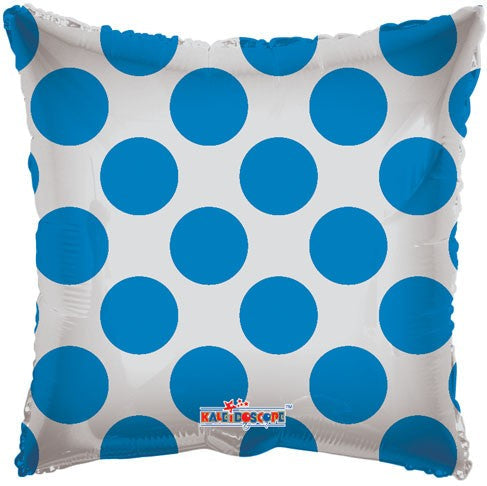 18" Solid Square with Blue Polka Dots Balloon