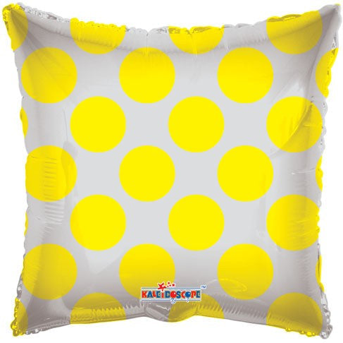 18" Solid Square with Yellow Polka Dots Balloon