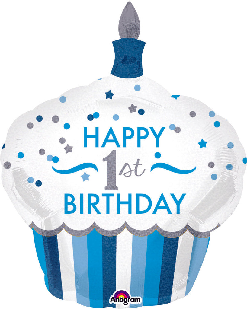 36" 1st Birthday Cupcake Boy Balloon