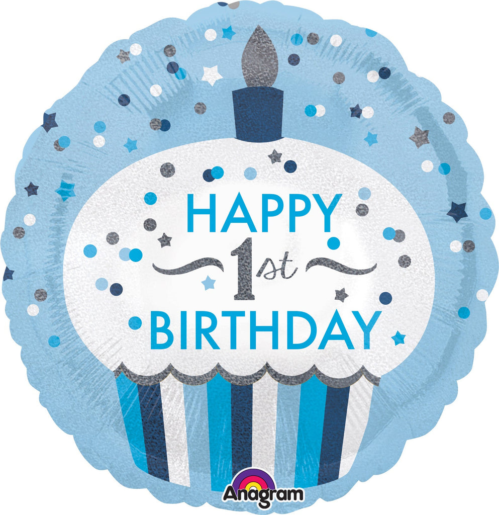 18" 1st Birthday Cupcake Boy Balloon