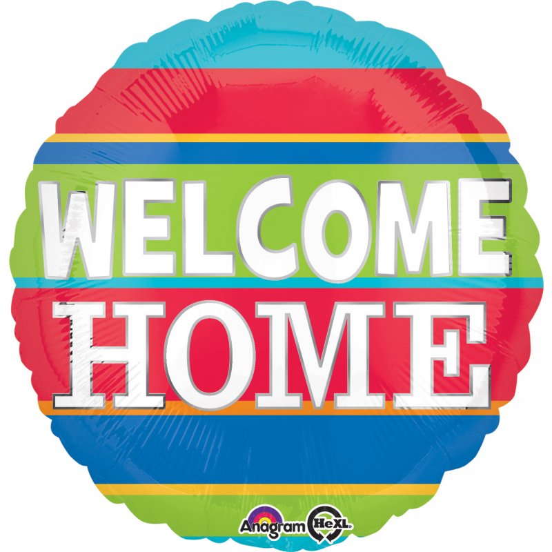 18" Welcome Home Colorful Stripes Foil Balloon