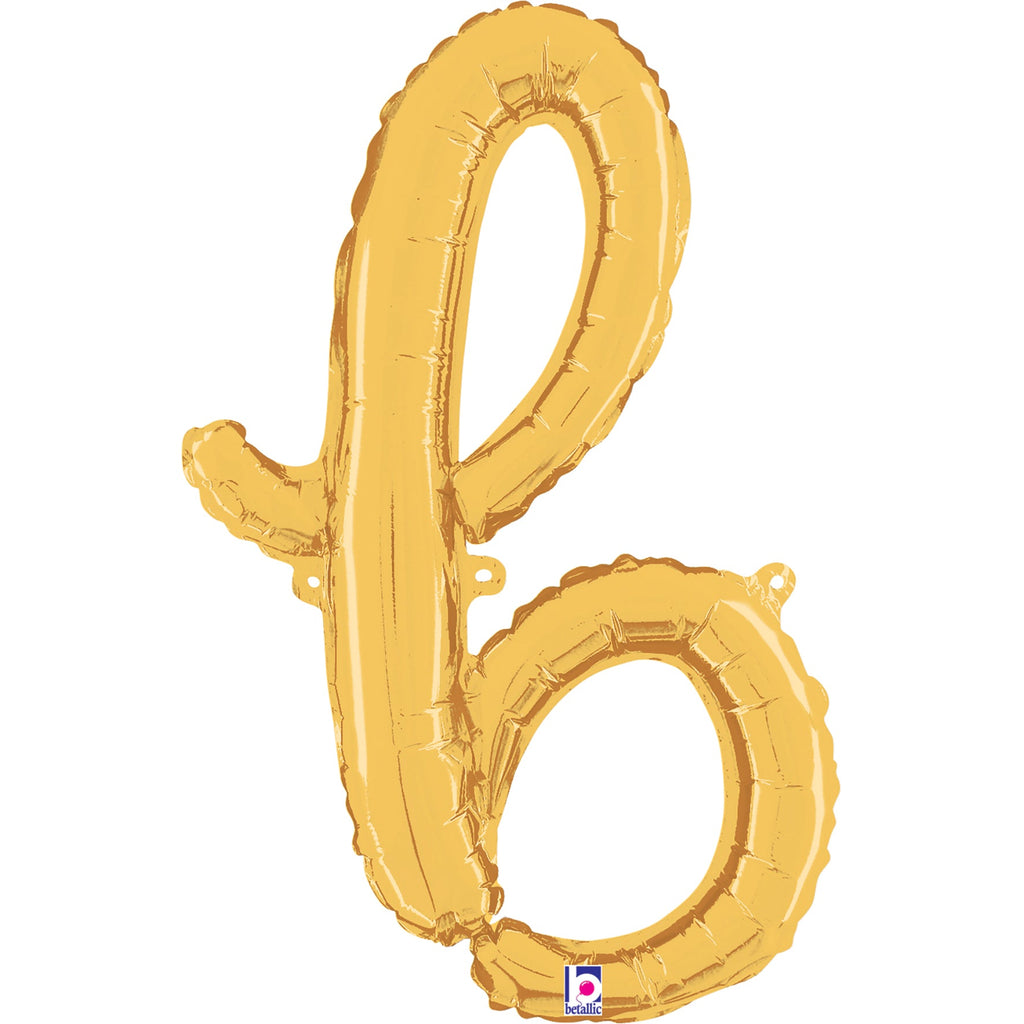 24" Air Filled Only Script Letter "B" Gold Foil Balloon