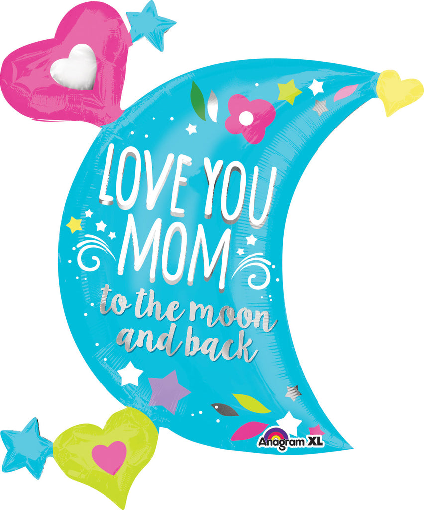 32" Jumbo SuperShape Love You Mom Moon Balloon