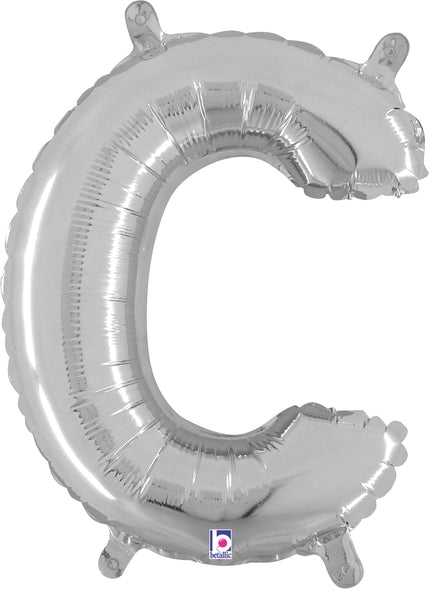 14" Airfill Only (Self Sealing) Megaloon Jr. Shape C Silver Balloon