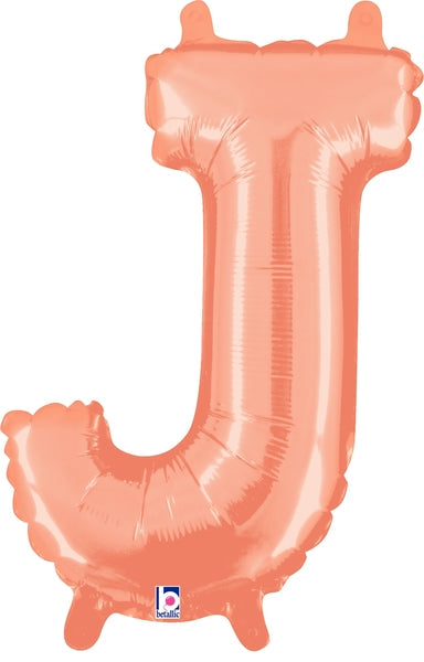 14" Airfill Only (Self Sealing) Megaloon Jr. Letter J Rose Gold Balloon