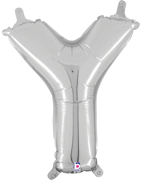 14" Airfill Only (Self Sealing) Megaloon Jr. Shape Y Silver Balloon