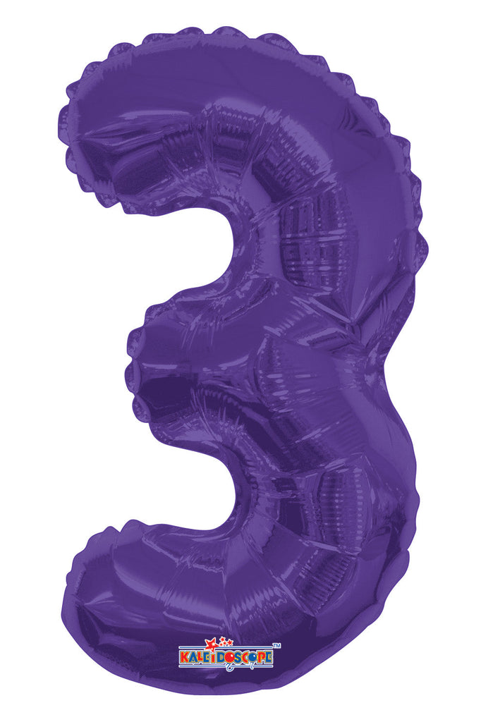 14" Airfill with Valve Only Number 3 Purple Balloon