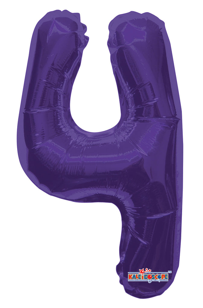 14" Airfill with Valve Only Number 4 Purple Balloon