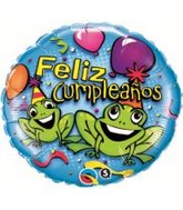 18" Feliz Cumpleanos Party Frogs Balloon (Spanish)